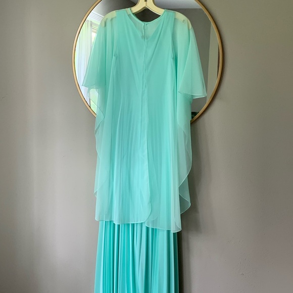 Vintage Mint Green Chiffon Dress - Picture 4 of 9